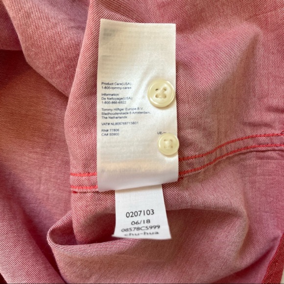 Tommy Hilfiger Red Custom Fit Button-Up Shirt Men’s Size Large - Picture 7 of 7